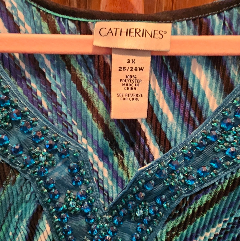 Catherines Blue and White Beaded Tunic - Picture 2 of 4